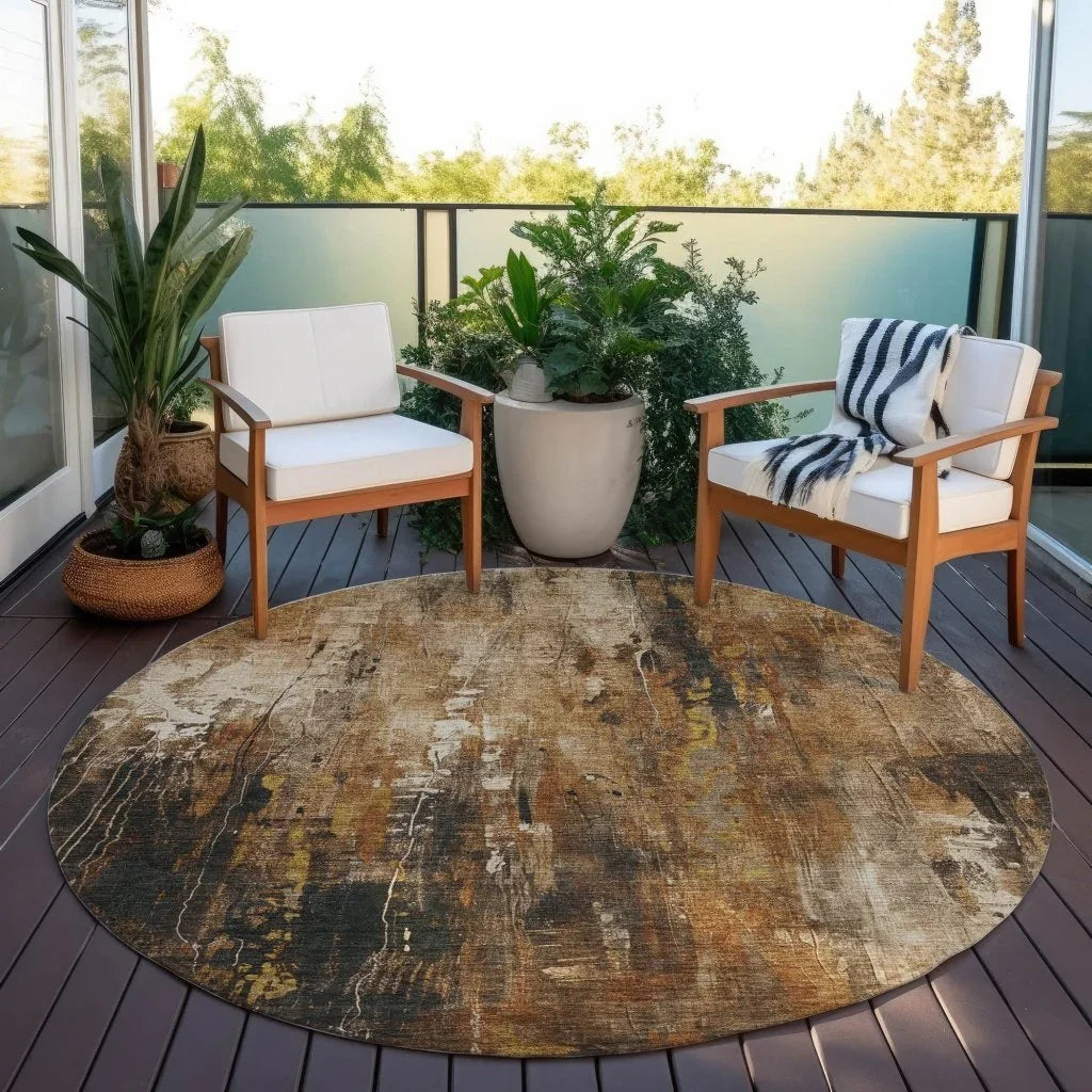 Caelion Brown Washable Indoor - Outdoor Rug - LOOMLAN - LOOMLAN Rugs - Outdoor Rugs