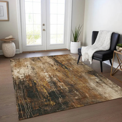 Caelion Brown Washable Indoor - Outdoor Rug - LOOMLAN - LOOMLAN Rugs - Outdoor Rugs