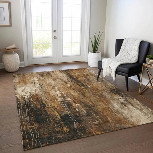 Caelion Brown Washable Indoor - Outdoor Rug - LOOMLAN - LOOMLAN Rugs - Outdoor Rugs