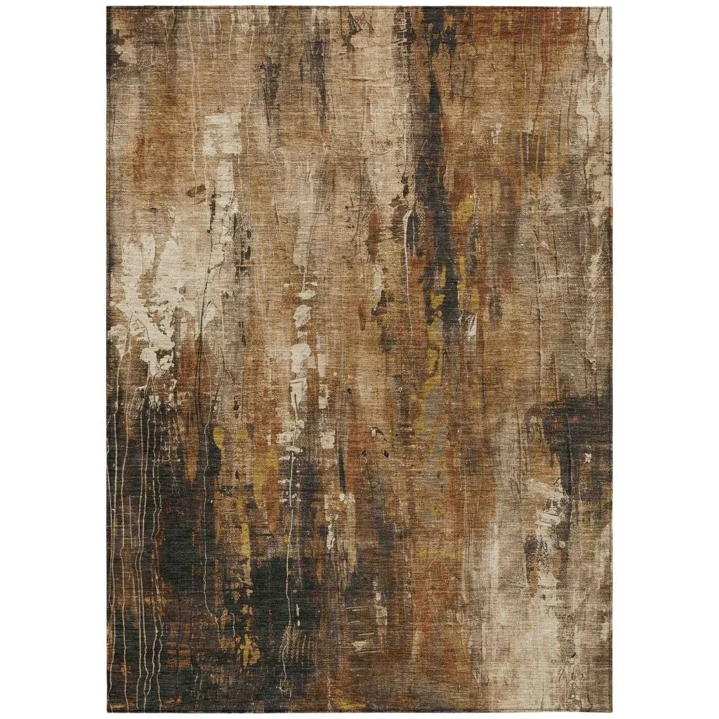 Caelion Brown Washable Indoor - Outdoor Rug - LOOMLAN - LOOMLAN Rugs - Outdoor Rugs