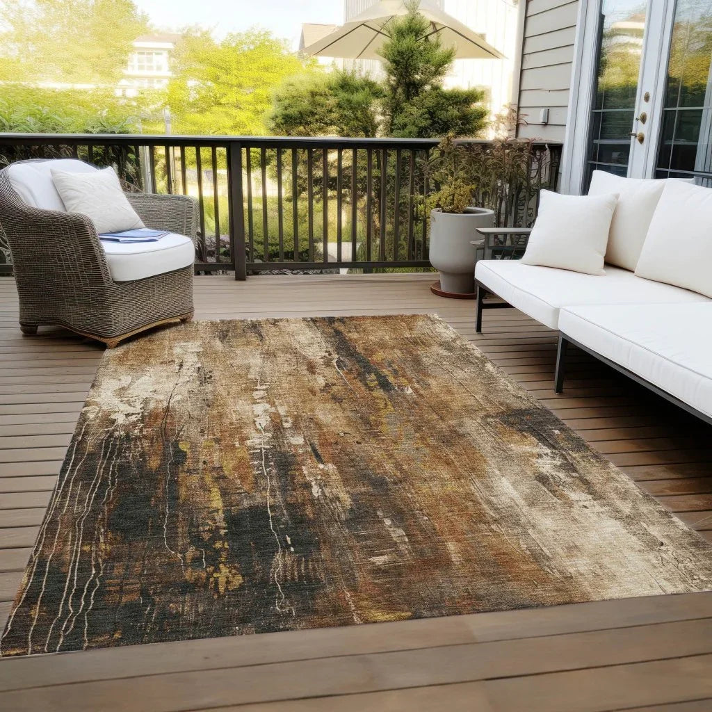 Caelion Brown Washable Indoor - Outdoor Rug - LOOMLAN - LOOMLAN Rugs - Outdoor Rugs