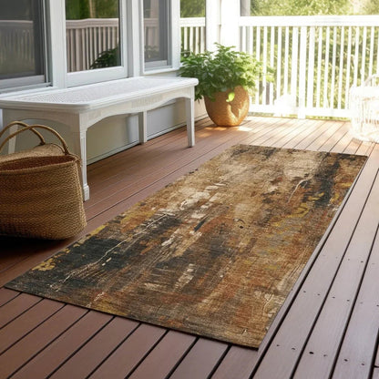 Caelion Brown Washable Indoor - Outdoor Rug - LOOMLAN - LOOMLAN Rugs - Outdoor Rugs