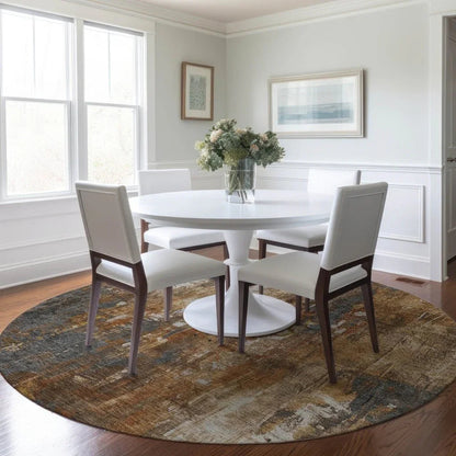 Caelion Orange Washable Indoor - Outdoor Rug - LOOMLAN - LOOMLAN Rugs - Outdoor Rugs