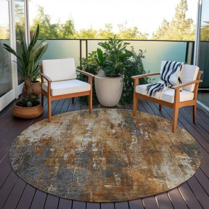 Caelion Orange Washable Indoor - Outdoor Rug - LOOMLAN - LOOMLAN Rugs - Outdoor Rugs