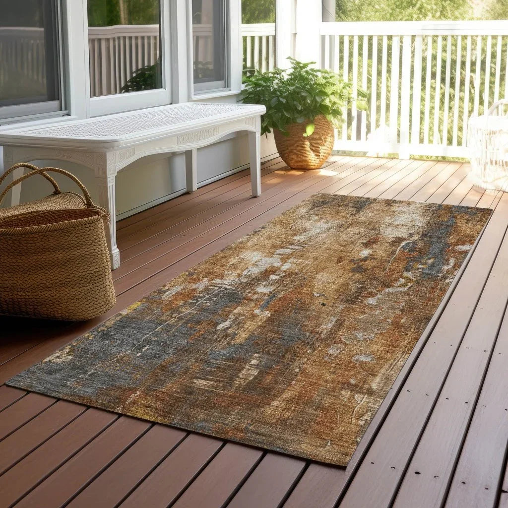 Caelion Orange Washable Indoor - Outdoor Rug - LOOMLAN - LOOMLAN Rugs - Outdoor Rugs