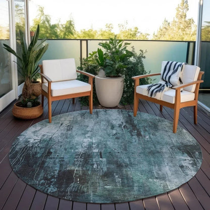 Caelion Teal Washable Indoor - Outdoor Rug - LOOMLAN - LOOMLAN Rugs - Outdoor Rugs