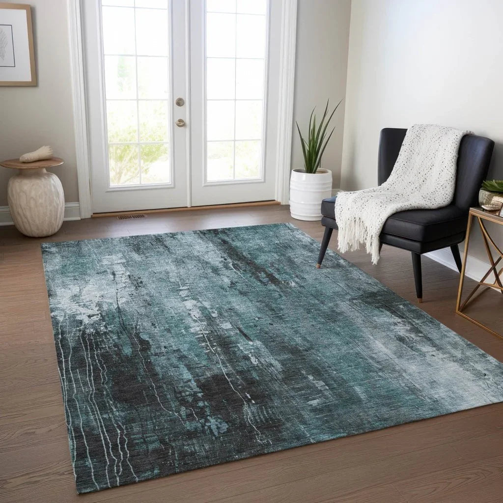 Caelion Teal Washable Indoor - Outdoor Rug - LOOMLAN - LOOMLAN Rugs - Outdoor Rugs