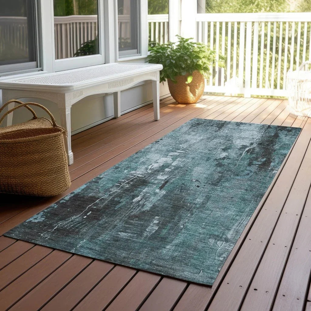 Caelion Teal Washable Indoor - Outdoor Rug - LOOMLAN - LOOMLAN Rugs - Outdoor Rugs