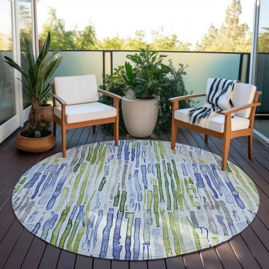 Caelira Blue Washable Indoor - Outdoor Rug - LOOMLAN - LOOMLAN Rugs - Outdoor Rugs