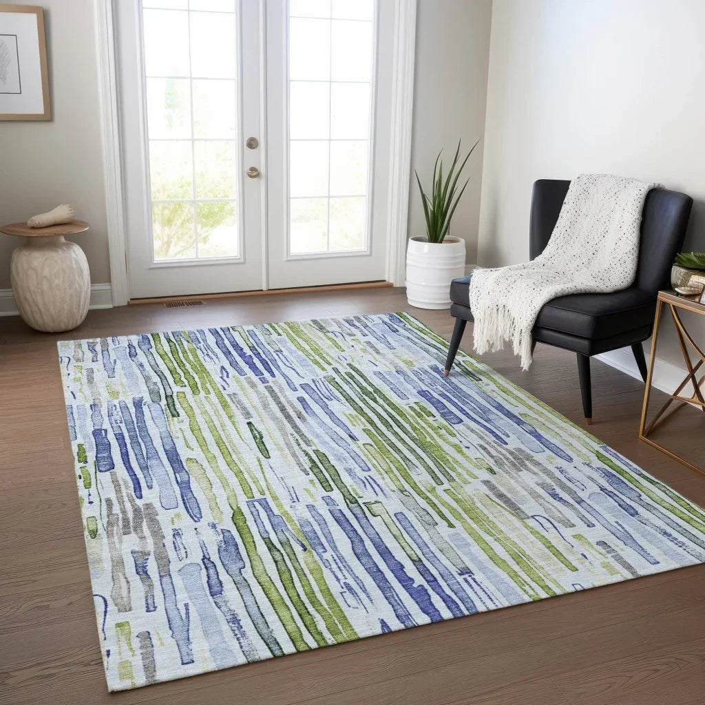 Caelira Blue Washable Indoor - Outdoor Rug - LOOMLAN - LOOMLAN Rugs - Outdoor Rugs