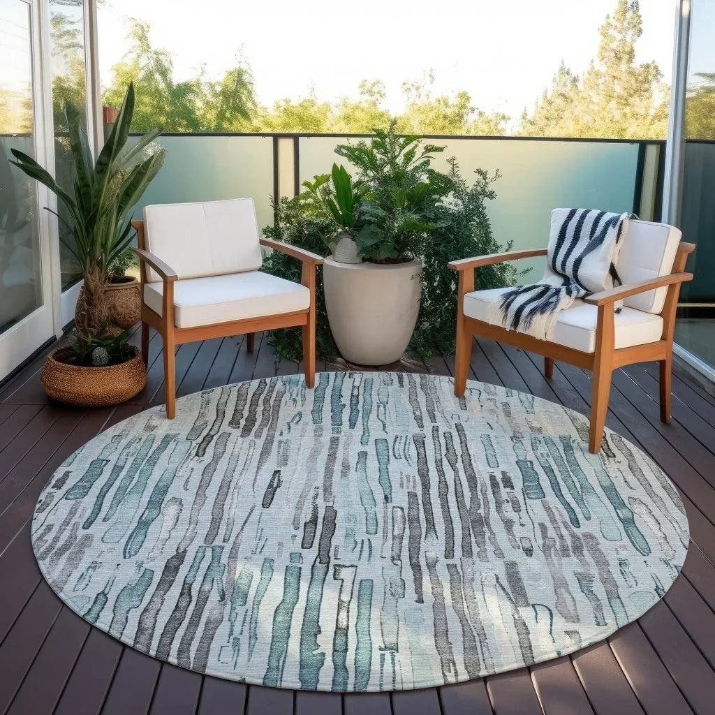 Caelira Teal Washable Indoor - Outdoor Rug - LOOMLAN - LOOMLAN Rugs - Outdoor Rugs