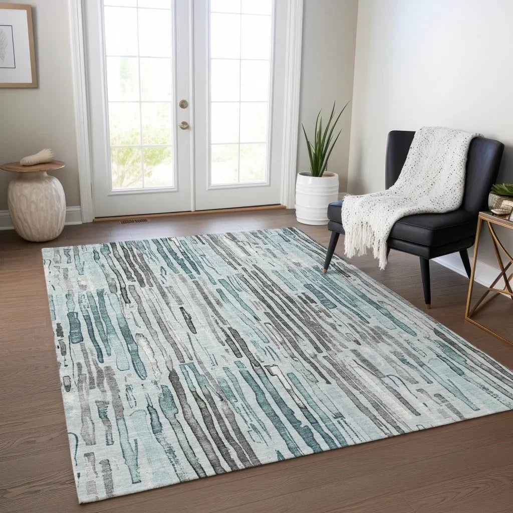 Caelira Teal Washable Indoor - Outdoor Rug - LOOMLAN - LOOMLAN Rugs - Outdoor Rugs
