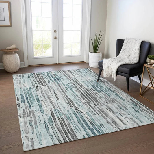 Caelira Teal Washable Indoor - Outdoor Rug - LOOMLAN - LOOMLAN Rugs - Outdoor Rugs