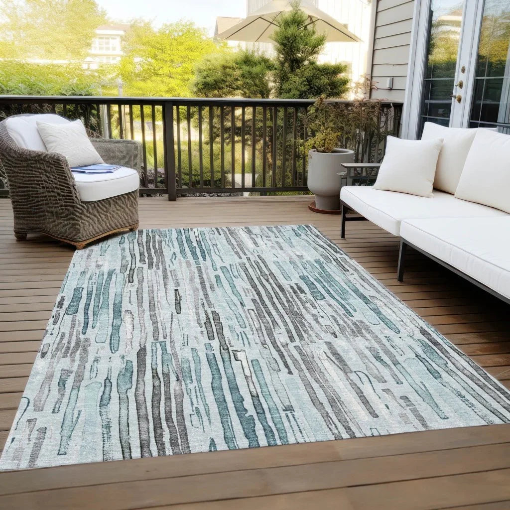 Caelira Teal Washable Indoor - Outdoor Rug - LOOMLAN - LOOMLAN Rugs - Outdoor Rugs