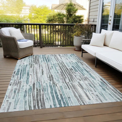 Caelira Teal Washable Indoor - Outdoor Rug - LOOMLAN - LOOMLAN Rugs - Outdoor Rugs