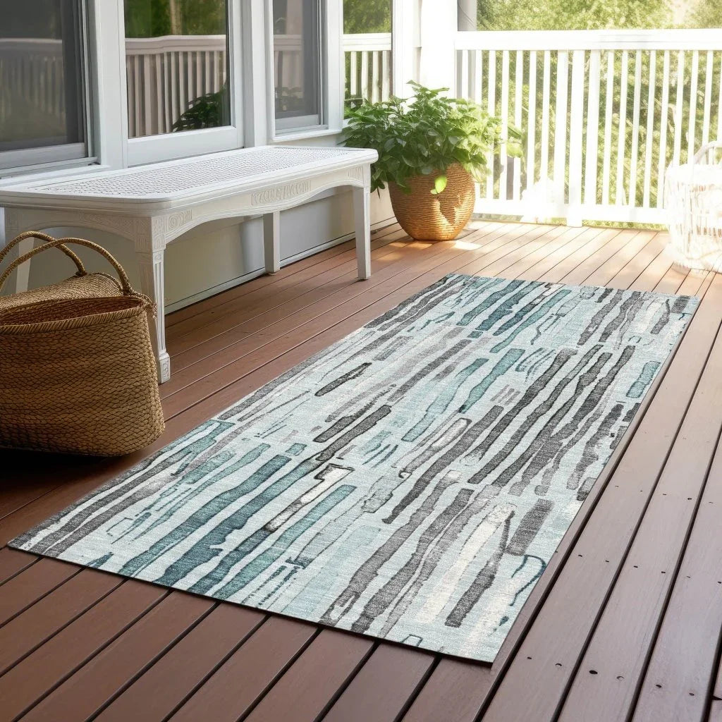 Caelira Teal Washable Indoor - Outdoor Rug - LOOMLAN - LOOMLAN Rugs - Outdoor Rugs