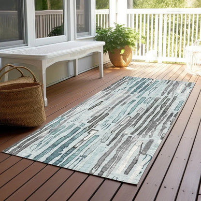Caelira Teal Washable Indoor - Outdoor Rug - LOOMLAN - LOOMLAN Rugs - Outdoor Rugs
