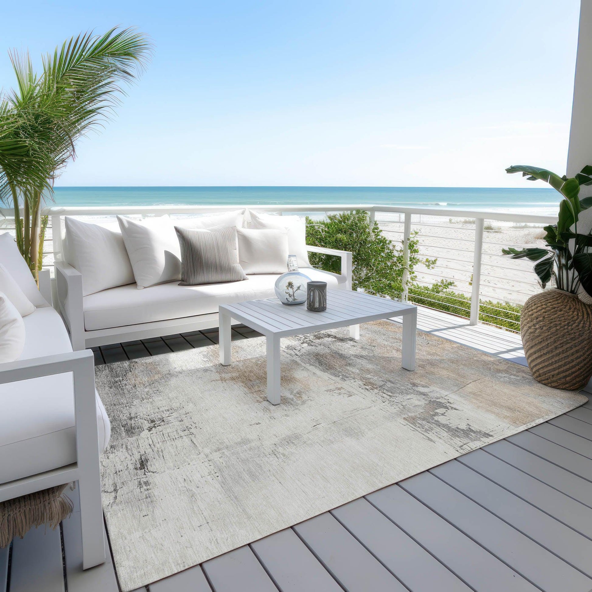 Caelius Ivory Washable Indoor - Outdoor Rug - LOOMLAN - LOOMLAN Rugs - Outdoor Rugs