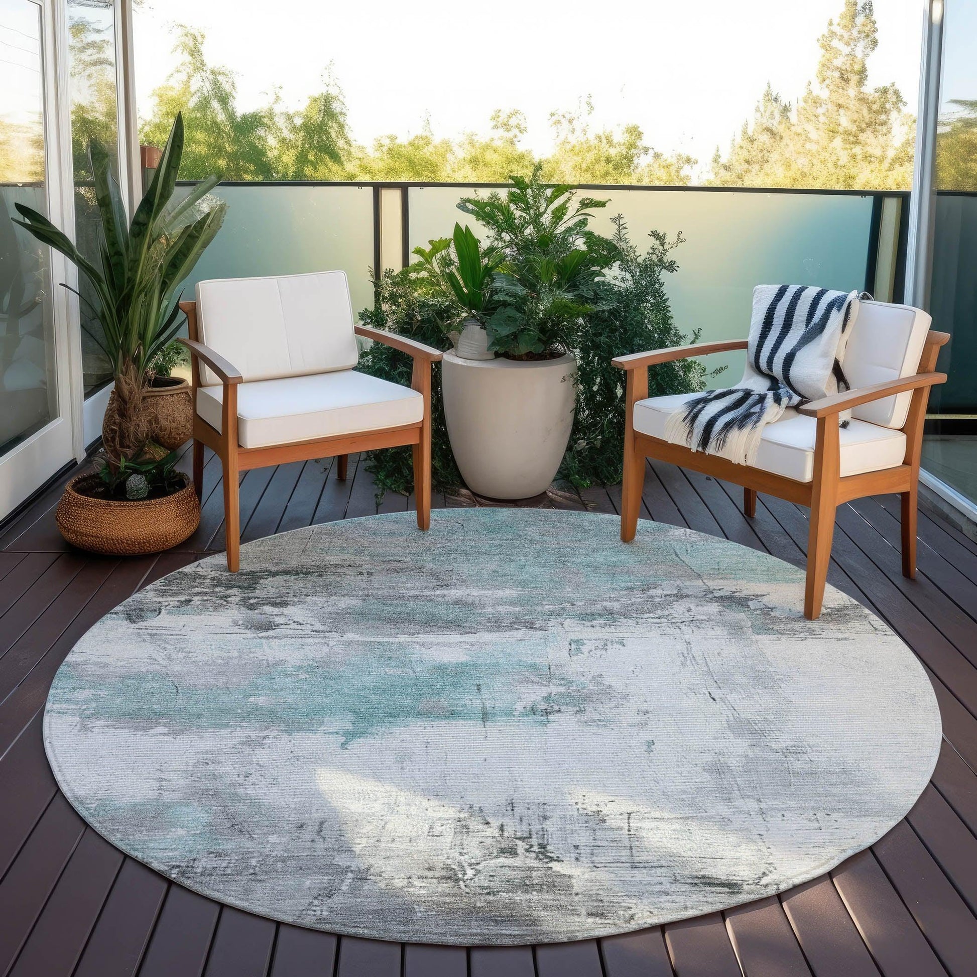 Caelius Teal Washable Indoor - Outdoor Rug - LOOMLAN - LOOMLAN Rugs - Outdoor Rugs