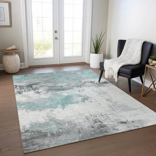 Caelius Teal Washable Indoor - Outdoor Rug - LOOMLAN - LOOMLAN Rugs - Outdoor Rugs