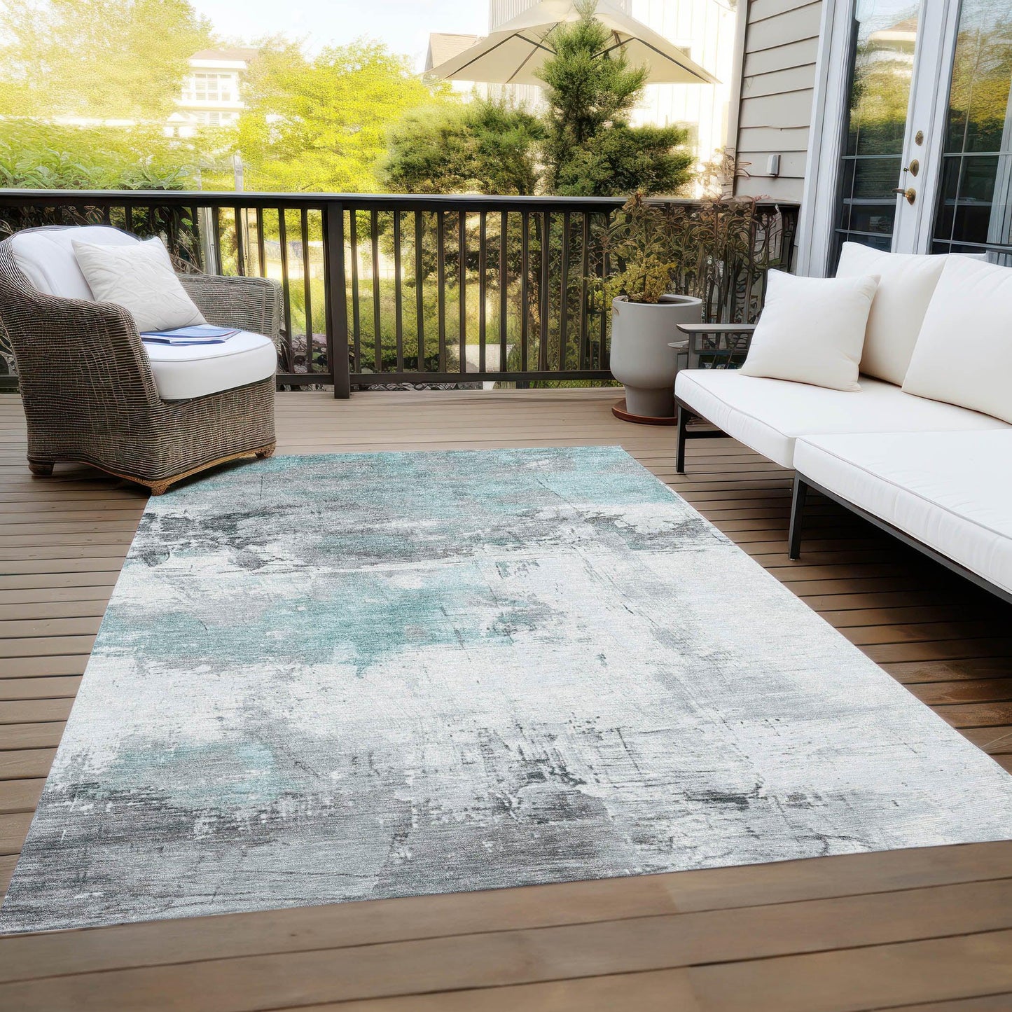 Caelius Teal Washable Indoor - Outdoor Rug - LOOMLAN - LOOMLAN Rugs - Outdoor Rugs