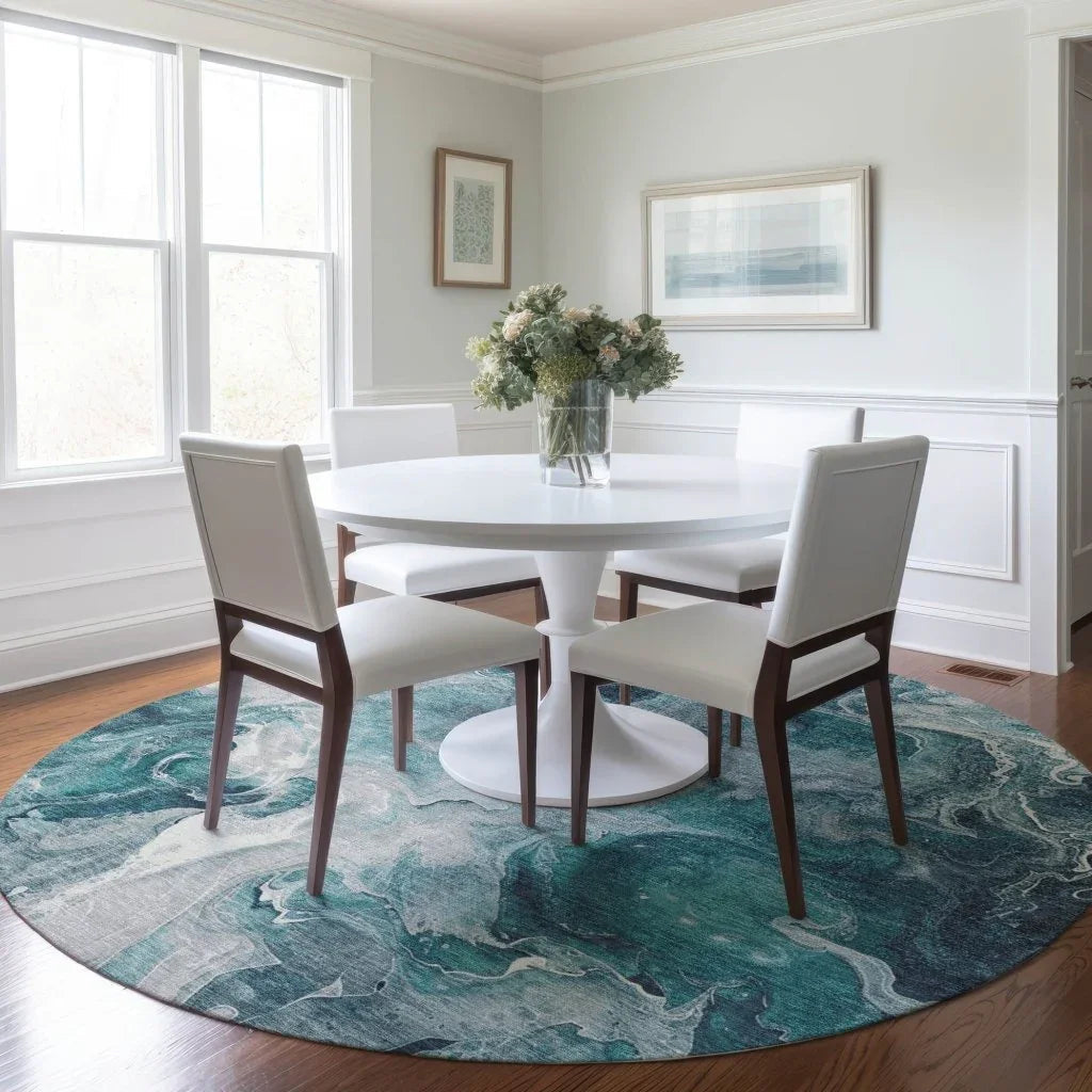 Caelor Teal Washable Indoor - Outdoor Rug - LOOMLAN - LOOMLAN Rugs - Outdoor Rugs