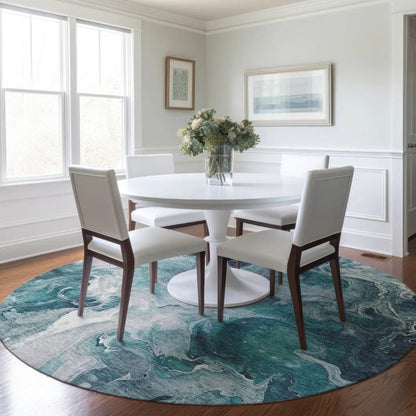 Caelor Teal Washable Indoor - Outdoor Rug - LOOMLAN - LOOMLAN Rugs - Outdoor Rugs