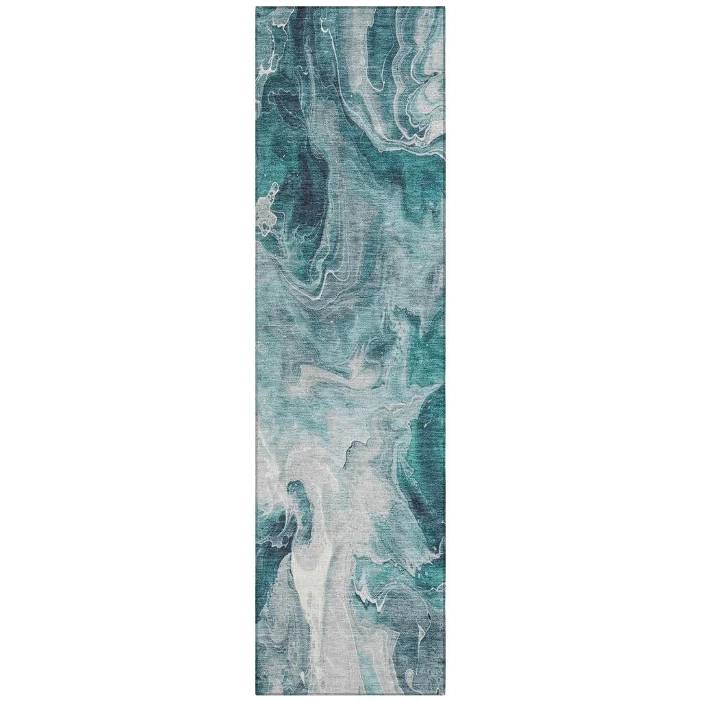 Caelor Teal Washable Indoor - Outdoor Rug - LOOMLAN - LOOMLAN Rugs - Outdoor Rugs