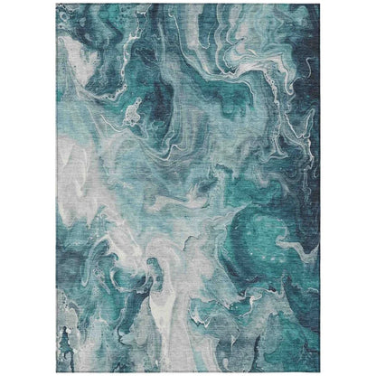 Caelor Teal Washable Indoor - Outdoor Rug - LOOMLAN - LOOMLAN Rugs - Outdoor Rugs