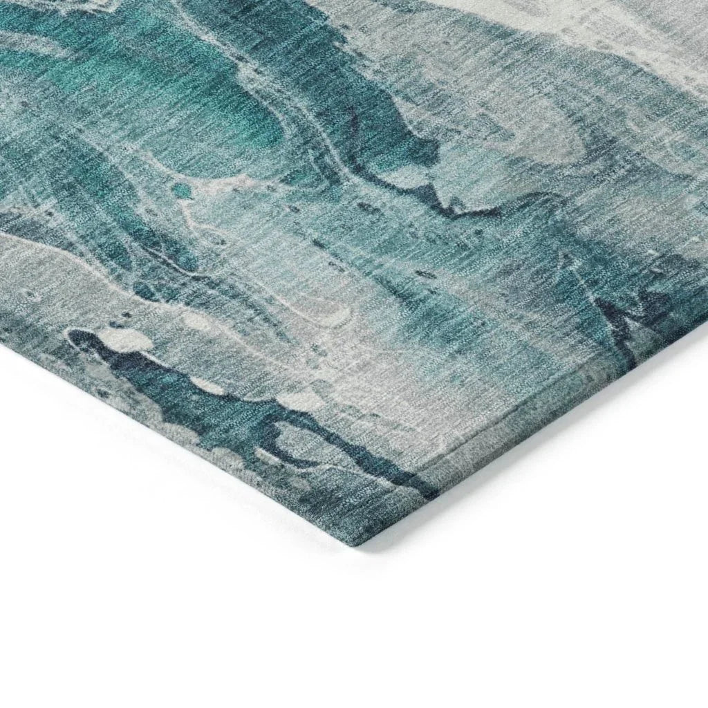 Caelor Teal Washable Indoor - Outdoor Rug - LOOMLAN - LOOMLAN Rugs - Outdoor Rugs