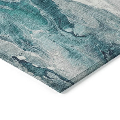 Caelor Teal Washable Indoor - Outdoor Rug - LOOMLAN - LOOMLAN Rugs - Outdoor Rugs