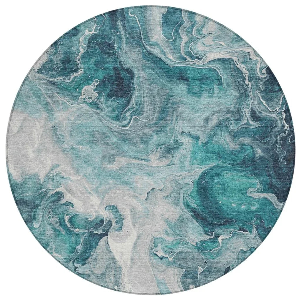 Caelor Teal Washable Indoor - Outdoor Rug - LOOMLAN - LOOMLAN Rugs - Outdoor Rugs