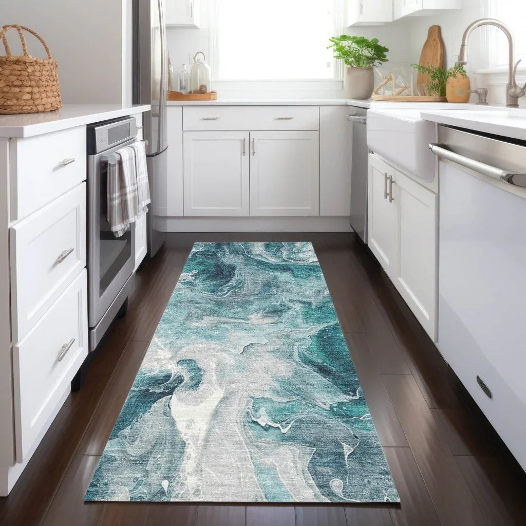 Caelor Teal Washable Indoor - Outdoor Rug - LOOMLAN - LOOMLAN Rugs - Outdoor Rugs