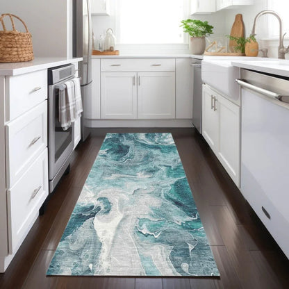 Caelor Teal Washable Indoor - Outdoor Rug - LOOMLAN - LOOMLAN Rugs - Outdoor Rugs