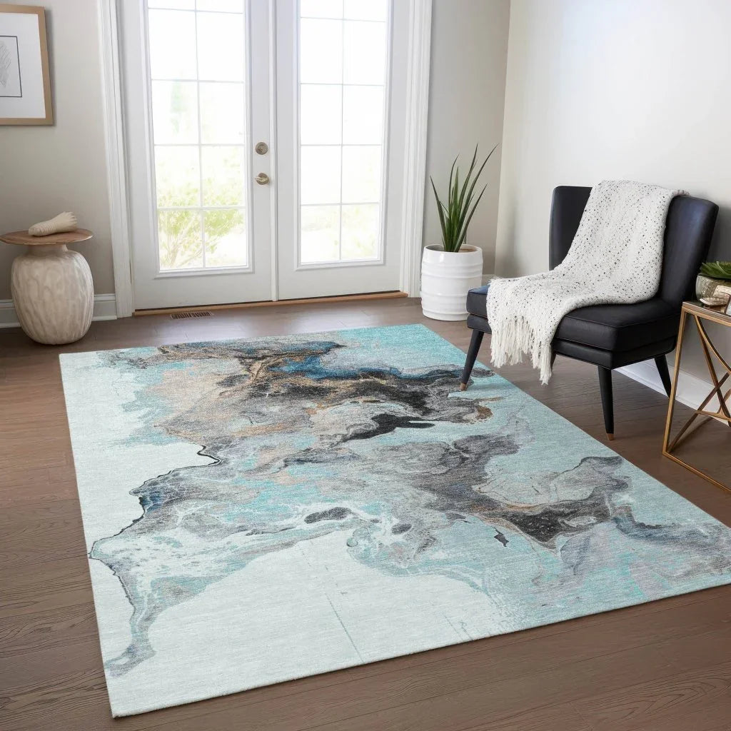 Caelora Teal Washable Indoor - Outdoor Rug - LOOMLAN - LOOMLAN Rugs - Outdoor Rugs