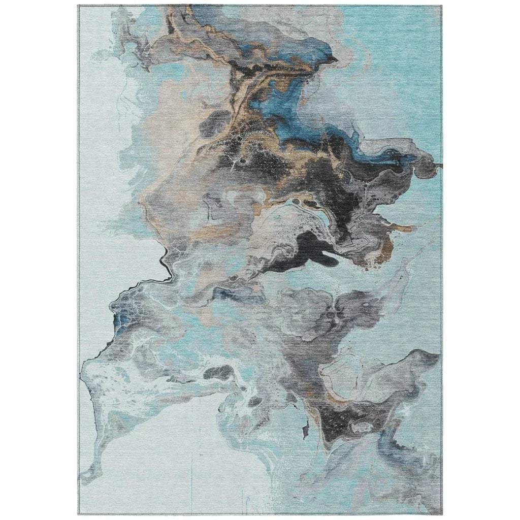 Caelora Teal Washable Indoor - Outdoor Rug - LOOMLAN - LOOMLAN Rugs - Outdoor Rugs