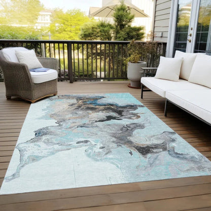 Caelora Teal Washable Indoor - Outdoor Rug - LOOMLAN - LOOMLAN Rugs - Outdoor Rugs
