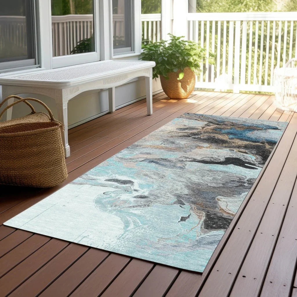 Caelora Teal Washable Indoor - Outdoor Rug - LOOMLAN - LOOMLAN Rugs - Outdoor Rugs