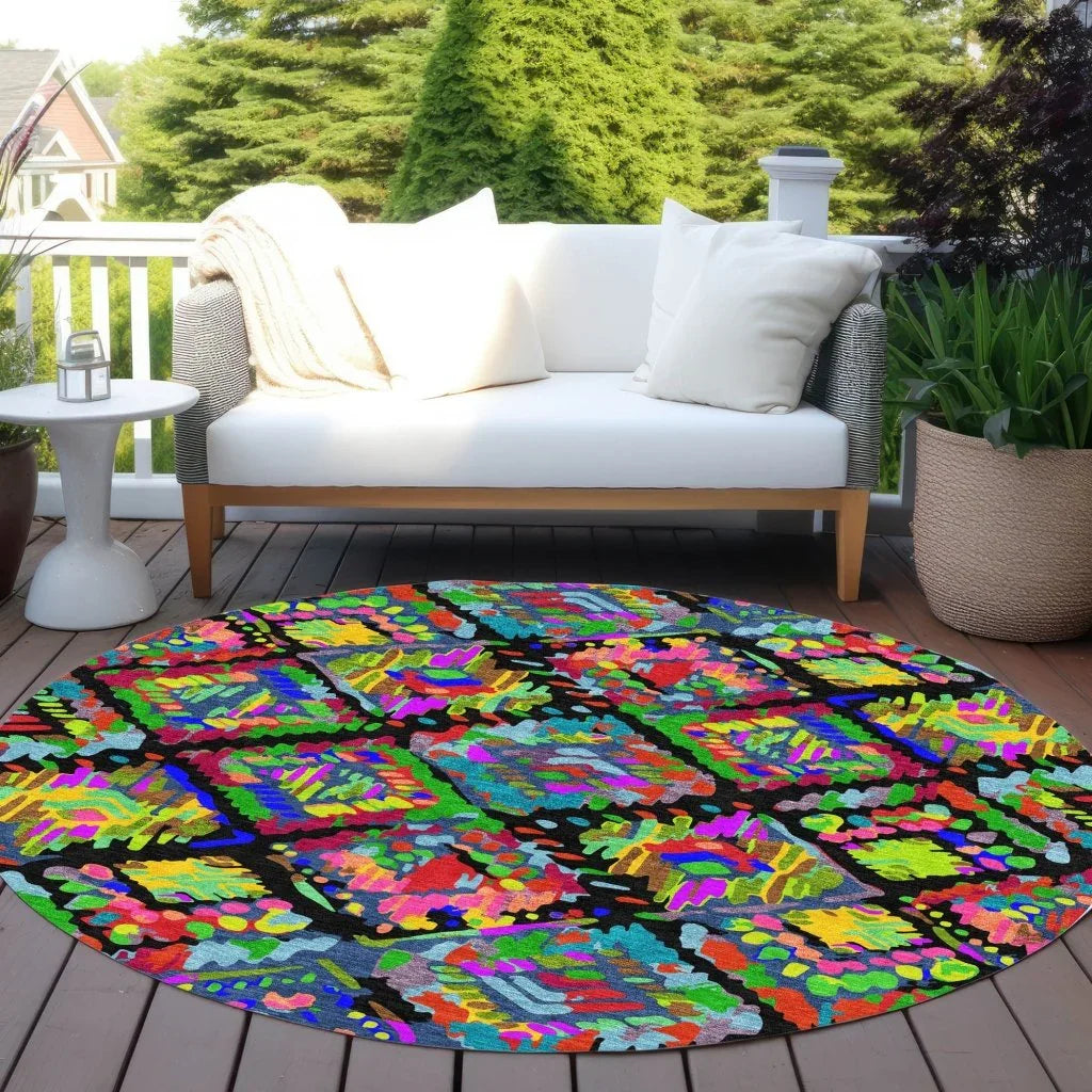 Caeluma Black Washable Indoor - Outdoor Rug - LOOMLAN - LOOMLAN Rugs - Outdoor Rugs