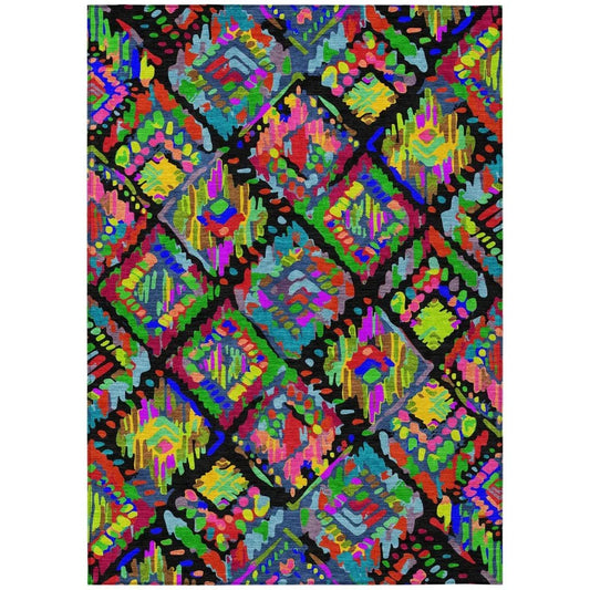 Caeluma Black Washable Indoor - Outdoor Rug - LOOMLAN - LOOMLAN Rugs - Outdoor Rugs