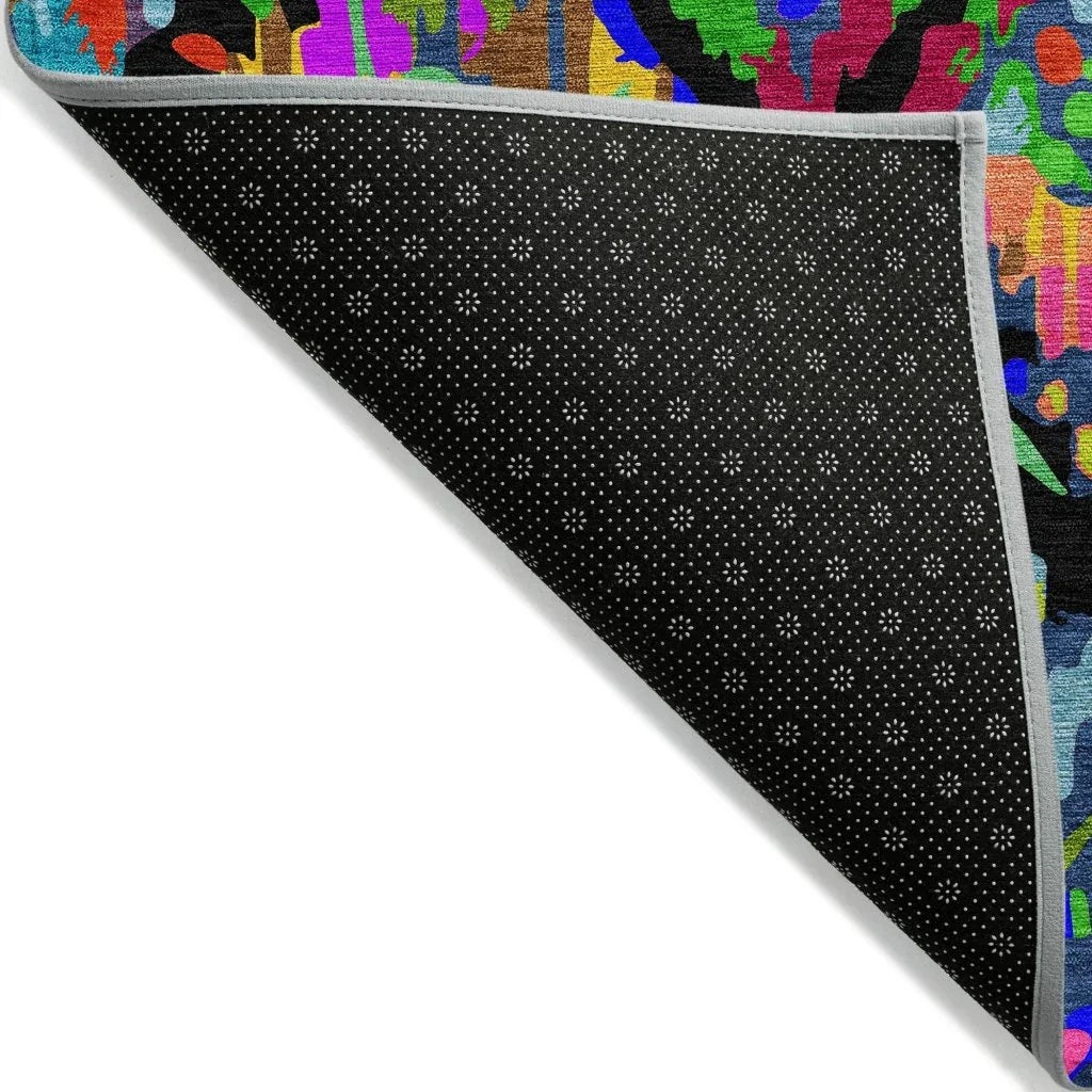 Caeluma Black Washable Indoor - Outdoor Rug - LOOMLAN - LOOMLAN Rugs - Outdoor Rugs