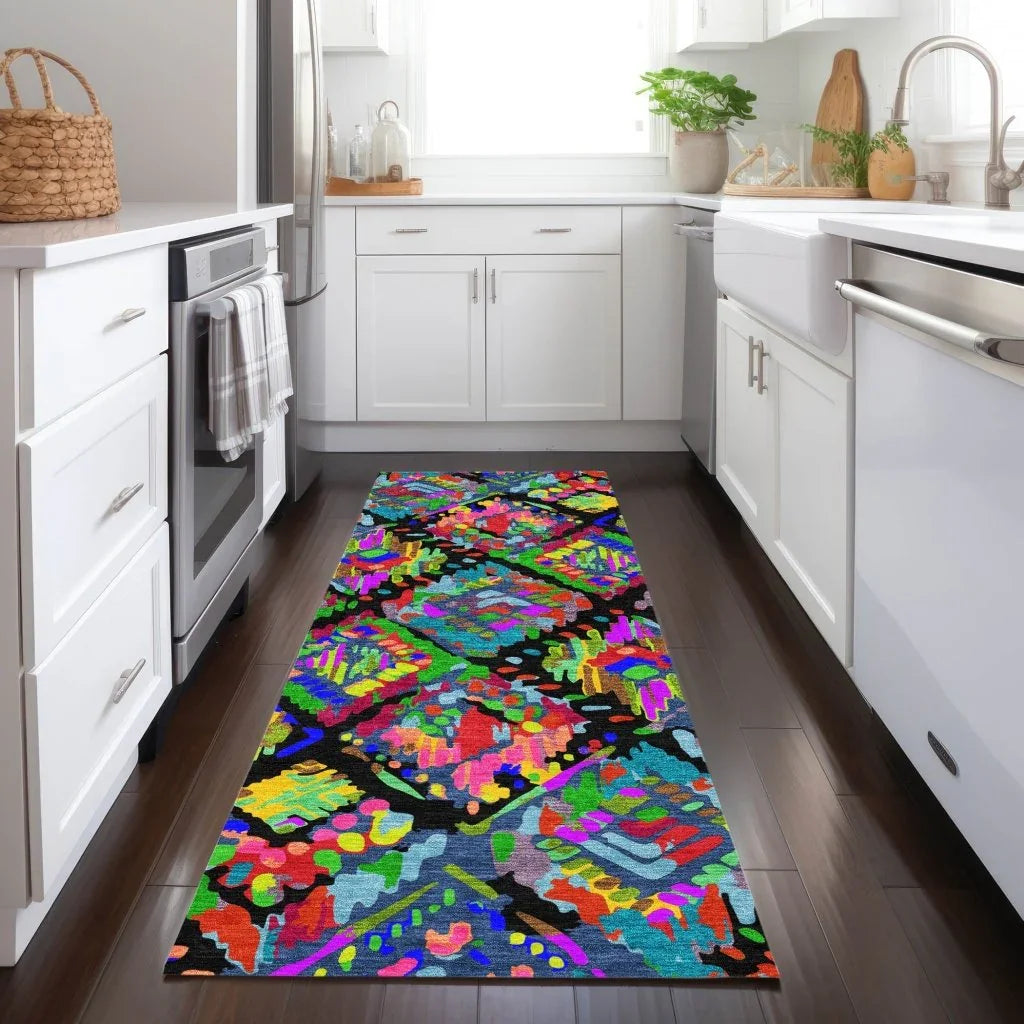 Caeluma Black Washable Indoor - Outdoor Rug - LOOMLAN - LOOMLAN Rugs - Outdoor Rugs