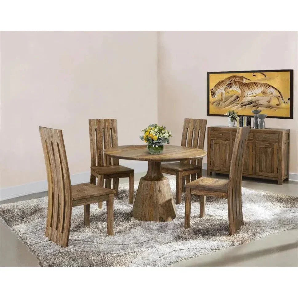 Caevan Natural Wood Round Dining Table-Dining Tables-LOOMLAN-LOOMLAN