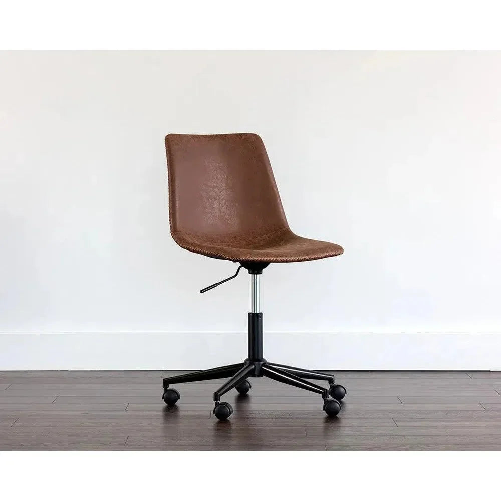 Cal Leather Armless Office Chair-Office Chairs-SUNPAN-LOOMLAN