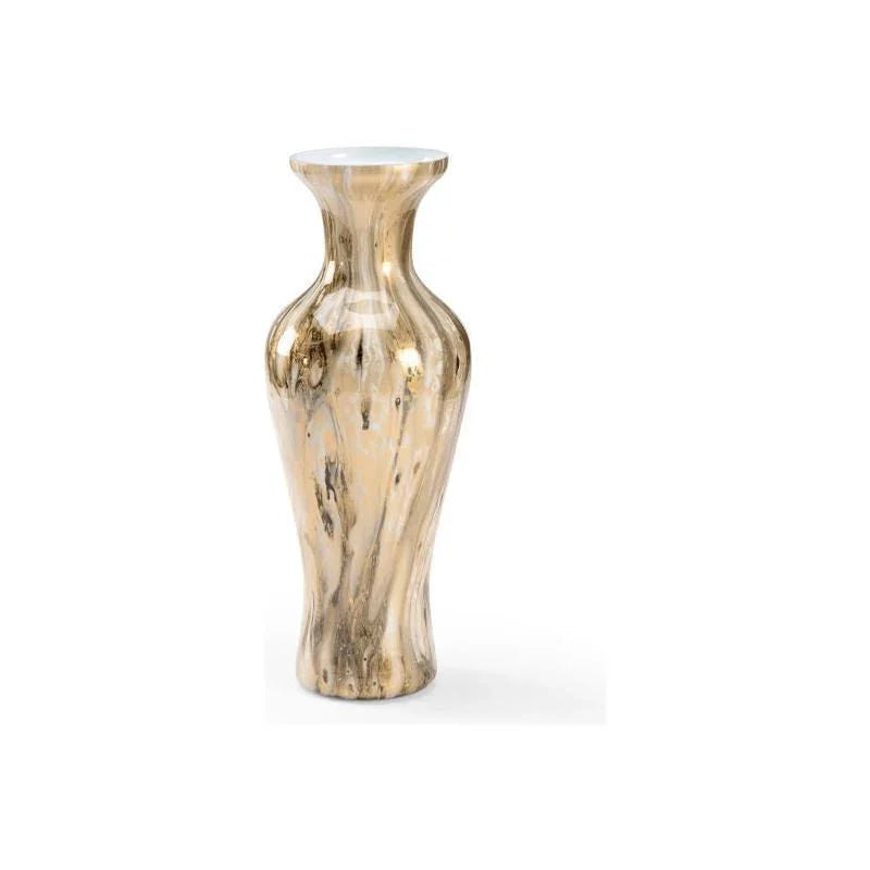 Calacatta Gold Marbled Patterned Glass Vase - LOOMLAN - Wildwood - Vases & Jars