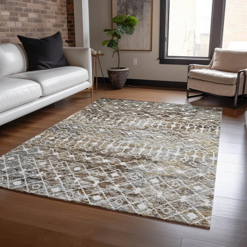 Calandria Brown Washable Indoor - Outdoor Rug - LOOMLAN - LOOMLAN Rugs - Outdoor Rugs