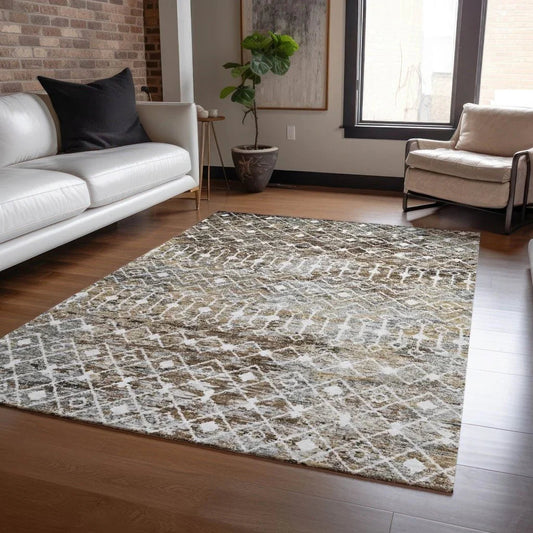 Calandria Brown Washable Indoor - Outdoor Rug - LOOMLAN - LOOMLAN Rugs - Outdoor Rugs
