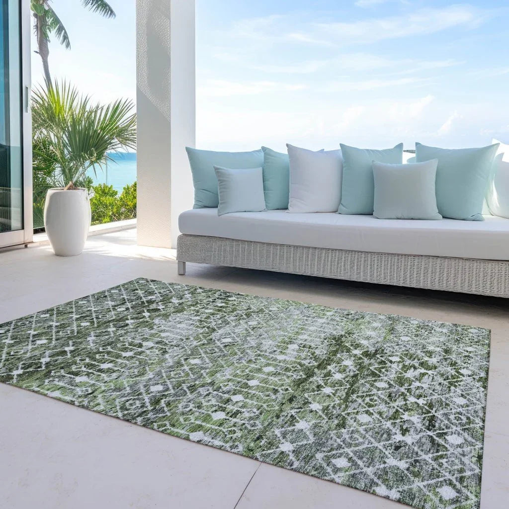 Calandria Green Washable Indoor - Outdoor Rug - LOOMLAN - LOOMLAN Rugs - Outdoor Rugs