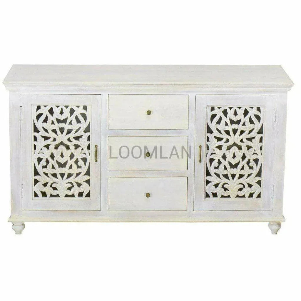 White bohemian sideboard with 3 drawers - LOOMLAN - LOOMLAN - Sideboards