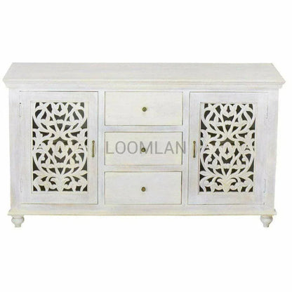 White bohemian sideboard with 3 drawers - LOOMLAN - LOOMLAN - Sideboards